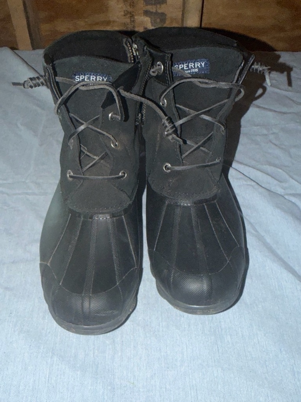 Sperry Woman’s Black Lace-Up Waterproof Rain & Snow Boots